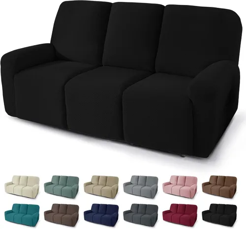 Vista 22 de JIVINER Fundas reclinables de gran tamaño de 3 piezas para sillón reclinable grande con bolsillos, tela jacquard elástica Lazy Boy funda para sofá