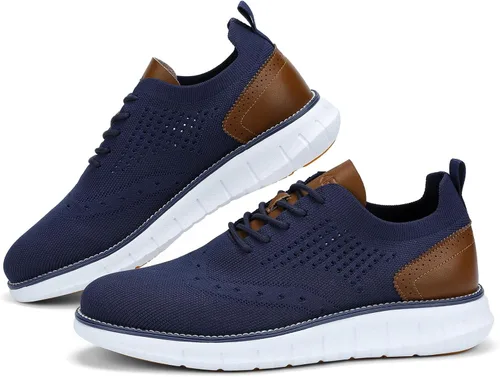 Vista 7 de SVNKE Zapatos Oxford de vestir casuales para hombre, transpirables, de punto, para ocio, moda, ligeros, cómodos, zapatos para caminar
