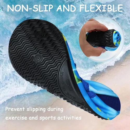 Vista 4 de ANLUKE Zapatos de agua para niños y niñas, calcetines de agua descalzos, secado rápido, playa, natación, deportes al aire libre, para niños pequeños
