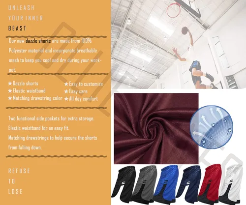 Vista 7 de OLLIE ARNES Pantalones cortos de malla para hombre, para baloncesto, correr, gimnasio