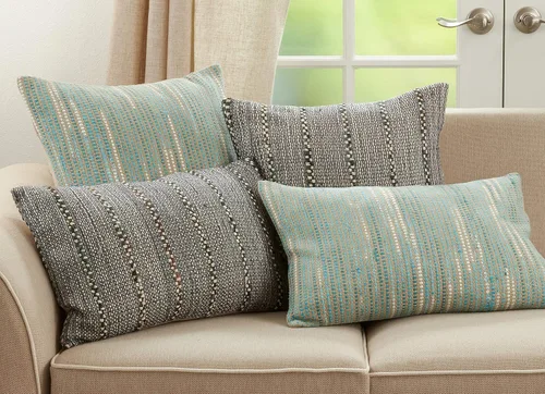 Vista 5 de SARO LIFESTYLE Octavia Collection - Funda de almohada de algodón a rayas, 16 x 24 pulgadas, color azul