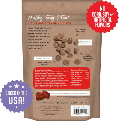 Vista 2 de Buddy Biscuits Trainers Training Bites - Golosinas suaves y masticables para perros, carne de res, bolsa de 10 onzas (paquete de 2)