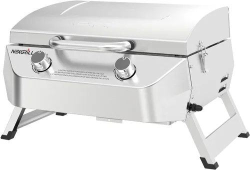 Vista 11 de Nexgrill Parrilla de gas propano portátil de 1 quemador con tapa, encendido piezoeléctrico, 10,000 BTU, 183 pulgadas cuadradas, parrilla de mesa