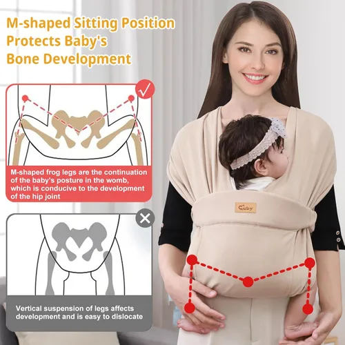 Vista 3 de CUBY Fular portabebés, portabebés para recién nacidos y niños pequeños, agradable a la piel y suave frontal, regalo perfecto para bebés