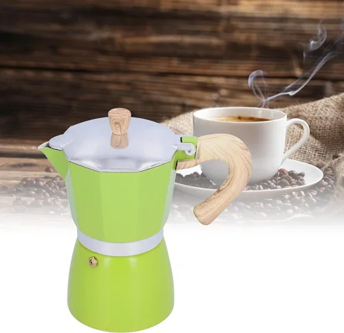 Vista 5 de Cafetera clásica para estufa de gas, cafetera Moka de 10.5 onzas líquidas, con mango ergonómico, preparación rápida, excelente aleación de aluminio