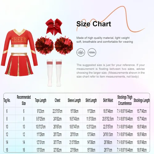 Vista 5 de XUNZOO Uniforme de animadora para niños, disfraz de baile de Halloween, manga larga, trajes de cosplay