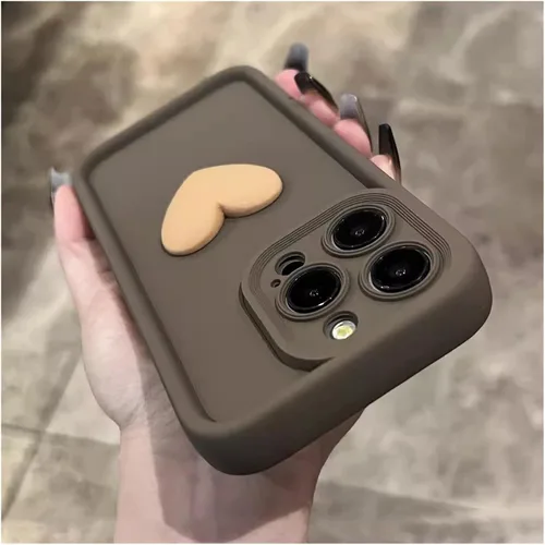 Vista 14 de Lujosa funda de silicona de silicona con diseño de corazón 3D para iPhone 15, 14, 13, 12, 11 Pro Max, X, XR, XS Max, funda trasera suave a prueba