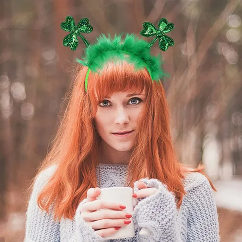 Vista 6 de Totelux Diadema para el día de San Patricio, trébol verde, diadema para mujeres y niñas, tocado festivo, accesorios de disfraces, decoración