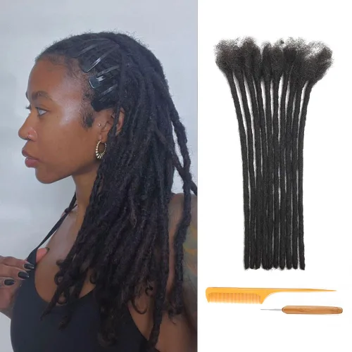 Vista 16 de Extensiones de Rastas de Cabello Humano 0.4cm de Grosor 4 Pulgadas 20 Hebras 100% Cabello Humano Real para Hombres/Mujeres/Niños Completamente