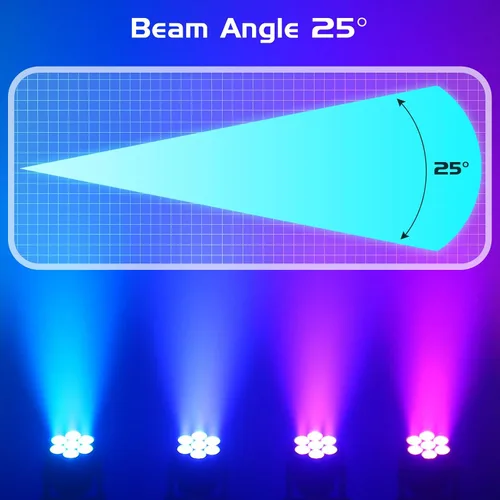 Vista 2 de U`King Luz de cabeza móvil RGBW LED Efecto de iluminación de escenario, 7 x 10 W, cabezales móviles, luces de lavado por DMX y control remoto