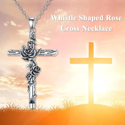 Vista 6 de PELOVNY Collar de plata de ley con cruz de cristal para hombres y mujeres, collar con colgante de crucifijo de Jesucristo, joyería religiosa