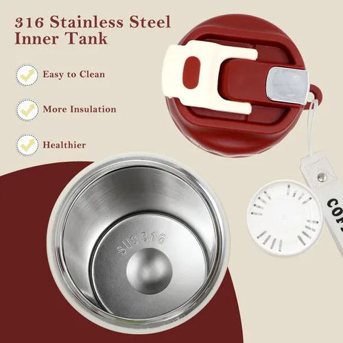 Vista 6 de Toycol Termo para té con infusor aislado con colador magnético desmontable, botella de agua aislada de acero inoxidable de 16 oz/480 ml para té