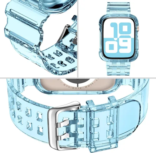 Vista 196 de DABAOZA - Correa transparente compatible con Apple Watch con estuche protector, correa deportiva de TPU con brillo para mujeres y hombres