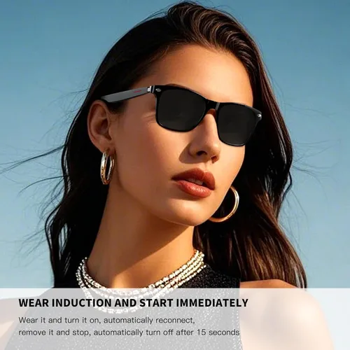Vista 3 de Lentes inteligentes, gafas de sol Bluetooth, nuevas gafas inteligentes mejoradas para hombres/mujeres, altavoz de oído abierto, compatible