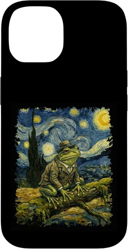 Vista 4 de Vintage Frog Van Gogh Style Starry Night Graphic Case for iPhone 17