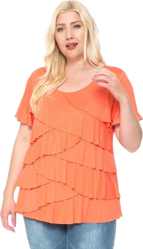 Vista 3 de LEEBE - Blusa con volantes para mujer, talla extragrande (S a 5XL)