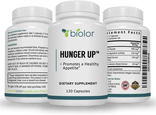 Vista 5 de Biolor HungerUp™ - Estimulante del apetito (sin rellenos artificiales) - Píldoras efectivas para aumentar de peso con extracto de fenogreco
