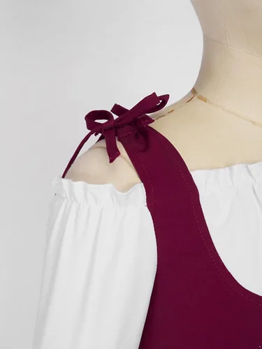 Vista 6 de Alvivi Vestido largo gótico renacentista medieval de princesa para niñas, disfraz de fiesta de Halloween