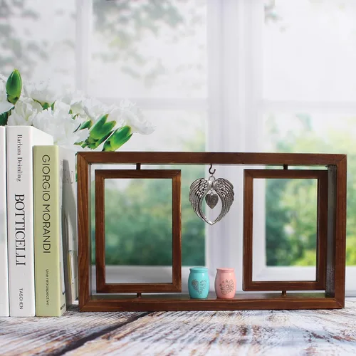 Vista 6 de Marco de fotos Revolve Urna de cremación conmemorativa para dos y dos mini urnas, urna para mamá y papá juntos Foto Pequeñas urnas de recuerdo