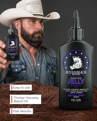 Vista 4 de Bossman Paquete de aceite de gelatina para barba para hombre, paquete de 2, 8 onzas (Royal Oud + Vetiver X Scents), suaviza, hidrata y acondiciona