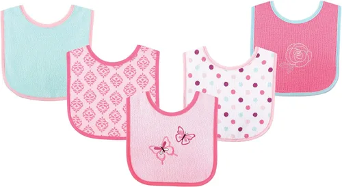 Vista 3 de Luvable Friends Baby Cotton Terry Drooler Bibs with PEVA Back, Transportation, One