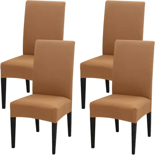 Vista 24 de Juego de 4 fundas para sillas de comedor, fundas elásticas de elastano para sillas de comedor, extraíbles y lavables, protectores desmontables