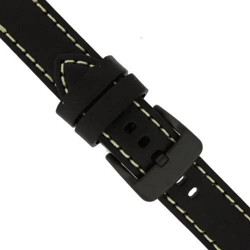 Vista 3 de Panerai Style - Correa de reloj de cuero grueso como original pesado IPB negro chapado hebilla negro 24 milímetros