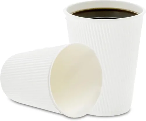 Vista 70 de 500 unidades de tazas desechables negras de 4 onzas para bebidas calientes con diseño de pared ondulada: no necesita mangas - Perfectas