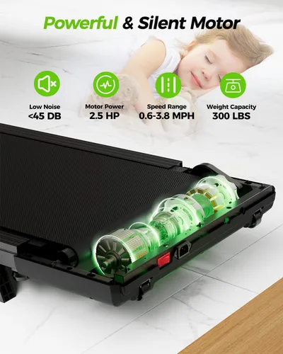 Vista 3 de Superun Walking Pad with Incline, Under Desk Treadmill, 3 in 1 Portable Treadmills for Home with Remote Control LED Display, 2.5 HP Quiet Mini