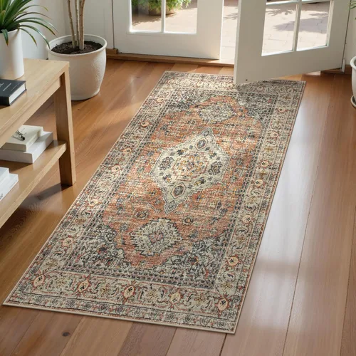 Vista 15 de Lahome Alfombra oriental lavable de área pequeña, 2 x 3 pies, para entrada, cocina, ultra fina, suave, tapete antideslizante para puerta de Azul