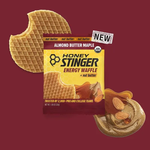 Vista 4 de Honey Stinger Gofle de arce de mantequilla de almendra orgánica, estroopwafel energético para ejercicio, resistencia y rendimiento, nutrición