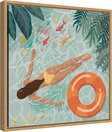 Vista 2 de Amanti Art Lienzo enmarcado para pared, 16 x 16 pulgadas, diseño de chicas de playa IV por Janelle Penner, lienzo enmarcado para pared, obras