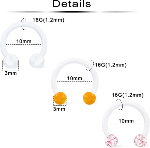 Vista 2 de Retenedor de tabique de plástico transparente, anillos flexibles para labios, joyería de piercing sonriente, aretes Daith para cirugía deportiva
