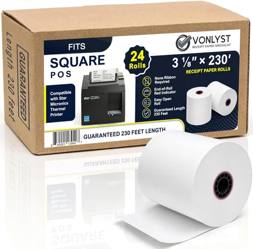 Vista 9 de Rollo de papel para recibos 3 1/8 x 230 para Square Register y sistema Square POS conectado a la impresora térmica Star Micronics