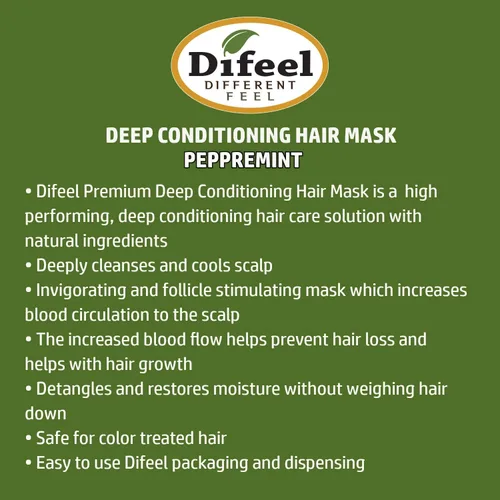 Vista 2 de Difeel Mascarilla para el cabello acondicionador profundo de alta calidad, aceite de menta, 1.75 onzas