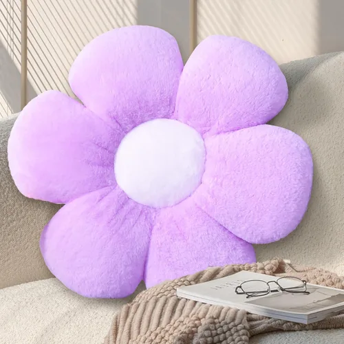 Vista 8 de Almohada de 17.7 Pulgadas en Negro con Forma de Flor – Linda Almohada Decorativa de Estilo Daisy, Almohada Blanda Floral para Asiento, Cojín