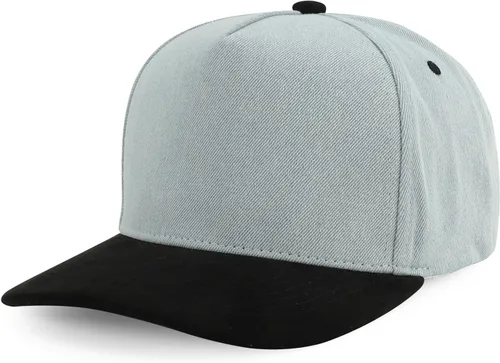 Vista 12 de Trendy Apparel Shop Gorra de béisbol combinada de 5 paneles de algodón y gamuza Piedra real