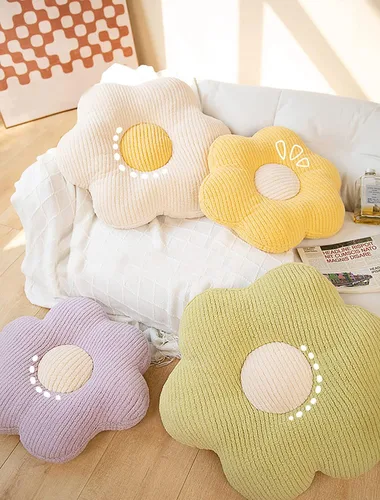 Vista 3 de HANDKEI Almohada transpirable con forma de flor, cojín para silla, cojín de suelo de flores, decoración encantadora de habitación, almohada cómoda