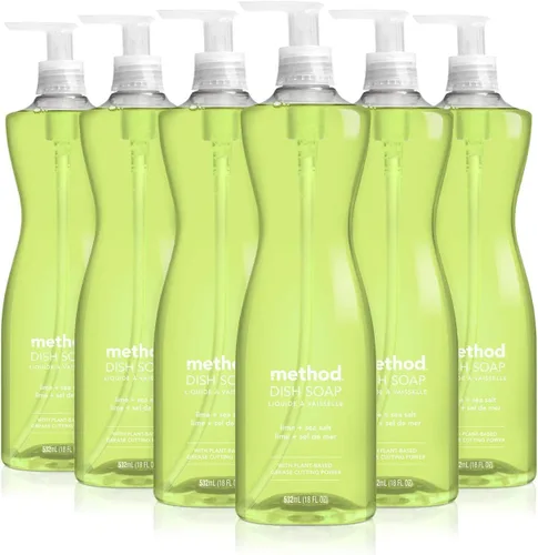 Vista 7 de Method Jabón de gel para platos, aroma a clementina, resistente a la grasa y alimentos pegados, fórmula libre de crueldad, fabricado con plástico