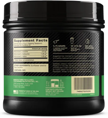Vista 6 de Optimum Nutrition - BCAA en polvo instantáneo, 5000 mg, 12.16 onzas