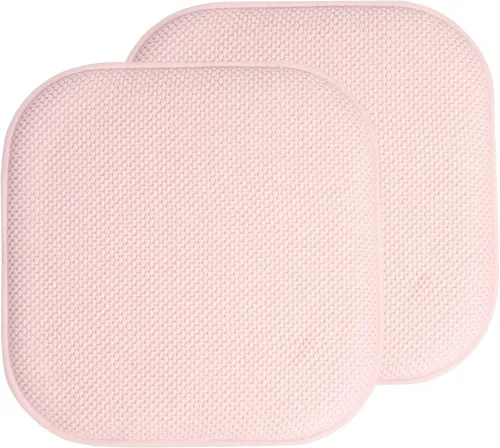 Vista 128 de Sweet Home Collection Cojines de espuma viscoelástica para silla, antideslizantes, diseño de panal de abeja, 16 x 16 pulgadas, paquete de 2