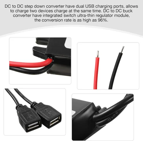 Vista 2 de Convertidor CC Voltaje 12V a 5V 3A 15W Buck Convertidor Module, DC Regulador de Voltaje Reducido Adaptador de Corriente de Coche con Adaptador