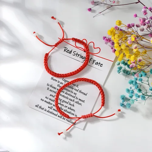 Vista 2 de RAYSTAR Regalos para el día de San Valentín para él, ella, regalos para parejas para novio y novia, cadena roja del destino pulseras para relaciones