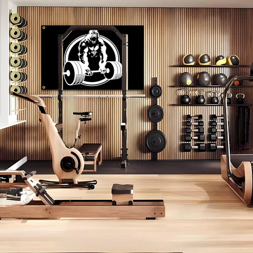 Vista 3 de Bandera de Gorila de Halterofilia 3 x 5 pies Banderas Motivacionales de Fitness Inspiradoras para Decoración de Gimnasio en Casa, Habitación