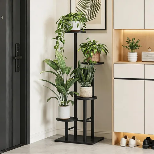 Vista 6 de Soporte para plantas de 5 niveles para interiores, estante esquinero para plantas, organizador de estantes para plantas, soporte de flores