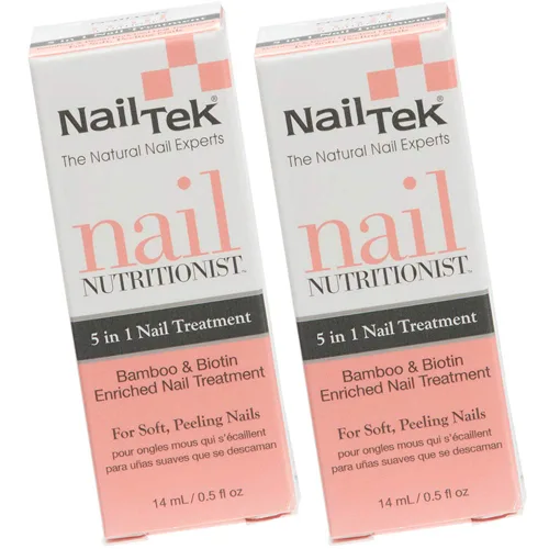 Vista 2 de Nail Tek Tratamiento de uñas 5 en 1 de queratina: fórmula fortalecedora líquida transparente para pelar suavemente las uñas dañadas, ayuda a reparar