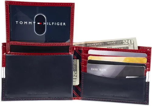Vista 4 de Tommy Hilfiger Cartera de cuero genuino para hombre con múltiples ranuras para tarjetas