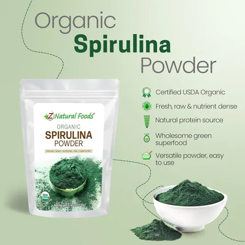 Vista 3 de Polvo orgánico de espirulina – 5 libras – Increíble superalimento de algas verdes azules – rico en aminoácidos, vitaminas y minerales – Mezcla