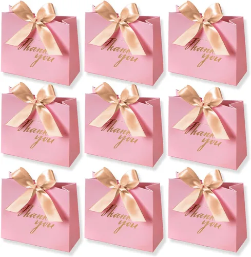 Vista 10 de DECHISY Paquete de 24 bolsas pequeñas de regalo de agradecimiento, bolsas de regalo de fiesta, cajas con lazo dorado, bolsas de regalo de papel Negro