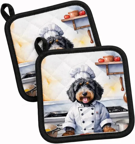 Vista 94 de Caroline's Treasures Coton de Tulear El Chef Par de Agarraderas de Ollas de Cocina Resistentes al Calor Juegos de Agarraderas de Ollas Almohadillas